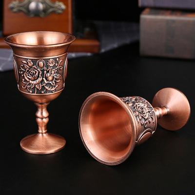 2pcs Brass Vintage Wine Glasses Red Bronze Decorative Drinking Cups  Decorative Display