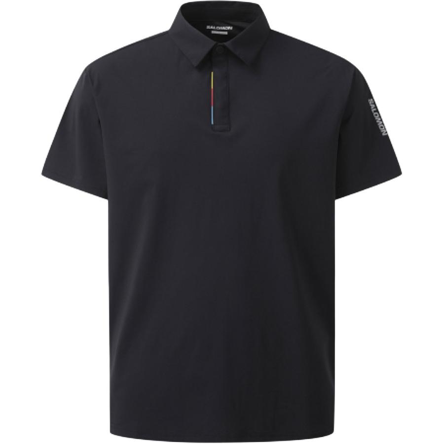 

Salomon Logo Print Straight Cut Short Sleeve Polo Shirt Men Polo Shirts Black C28078 S