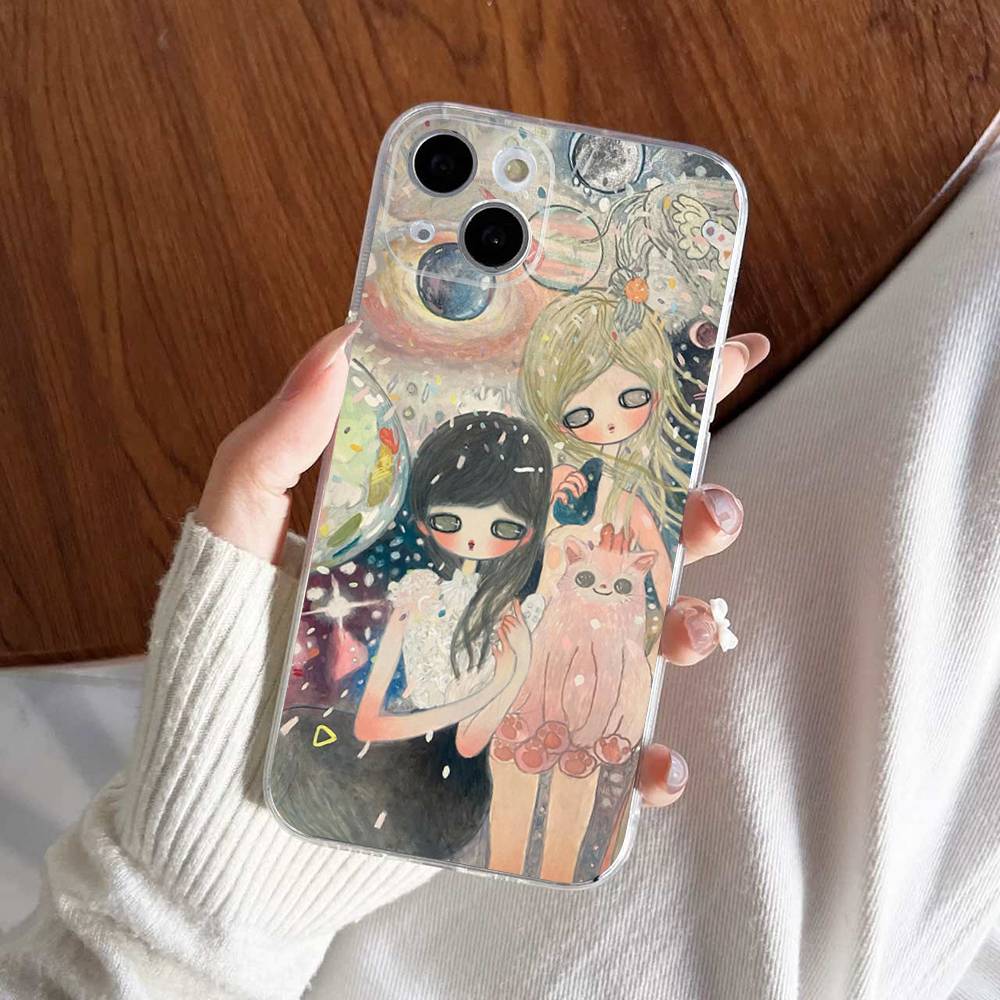 Aya Takano paintings Phone Case For iPhone 17 15 14 13 11 12 16 Pro Max Plus Mini Transparent Silicone Soft Funda