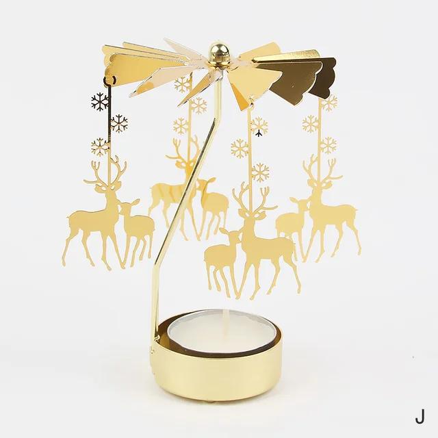 Carousel Candle Holder Gold Metal Candlesticks Room Decor Cake Rotating Candle Stand Home Decoration For Valentine's Christmas