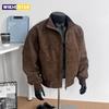 Ανδρικό casual δερμάτινο μπουφάν streetwear αμερικανικού στυλ με όρθιο γιακά, μοντέρνο ανδρικό μπουφάν bomber μοτοσικλετιστή