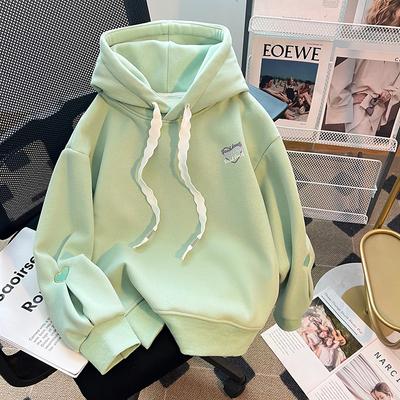 Fashionable Long-sleeved Double-layered Hat Oversized Casual Spring/autumn Printed Contrast-color Embroidered Women's Hoodie