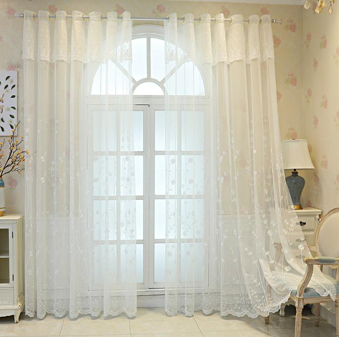 Small Fresh Pastoral Embroidered Small Flower Gauze Curtains Living Room Bedroom Curtains