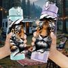 1PC Tiger Head Wild Animal Portrait Art 750ml Color Plastic Sports Water Bottle Leakproof Flip Straw Lid Suitable for Sports Office Home Use