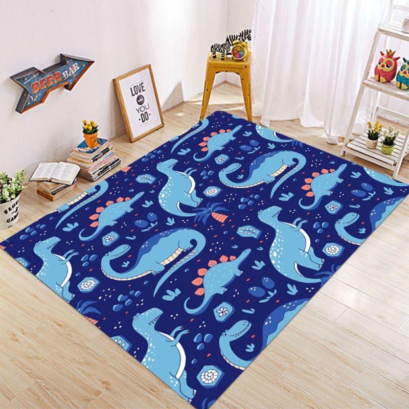 Cartoon Dinosaur Print Area Rugs Anti Slip Machine Washable Kid Carpet Bedroom Living Room Bathroom Dormitories Floor Mat