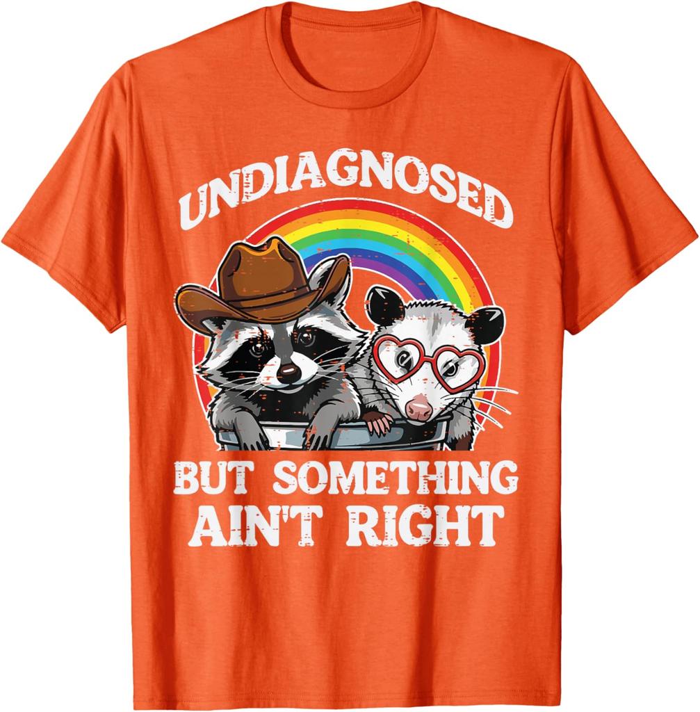 Undiagnostiziert, aber irgendetwas stimmt nicht Waschbär Opossum Grafik T-Shirt Lässiges Baumwoll-T-Shirt für Männer Frauen