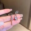 Korean Asymmetrical Heart Lock Pink Zirconia Earrings for Women - Summer Key Buckle Fashion Accessories