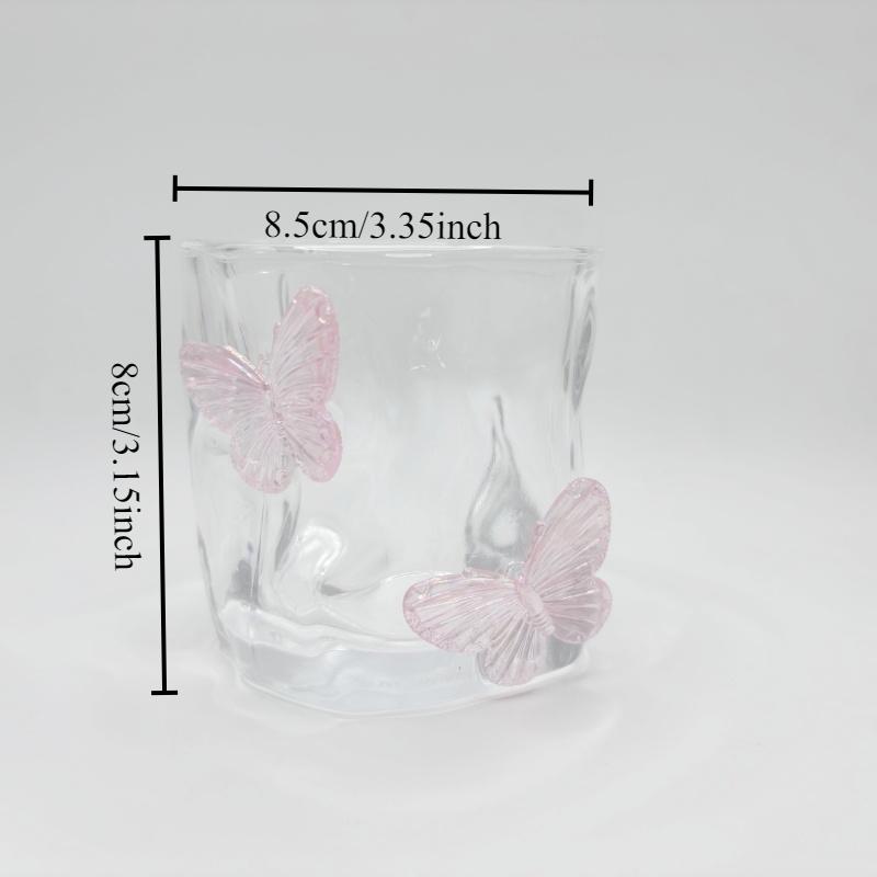 Pink Butterfly Irregular High Beauty Transparent Crystal Glass Cup Cold Drink Cup Twist Cup  Household Juice Whiskey Glass 250ml