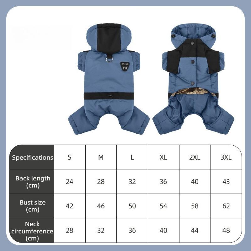 

Dog Autumn Winter Warm Cotton Jacket Hooded Cotton Coat Jacket Vest Waterproof Pet Down Jacket Color Blocked Dog Clothing S синий