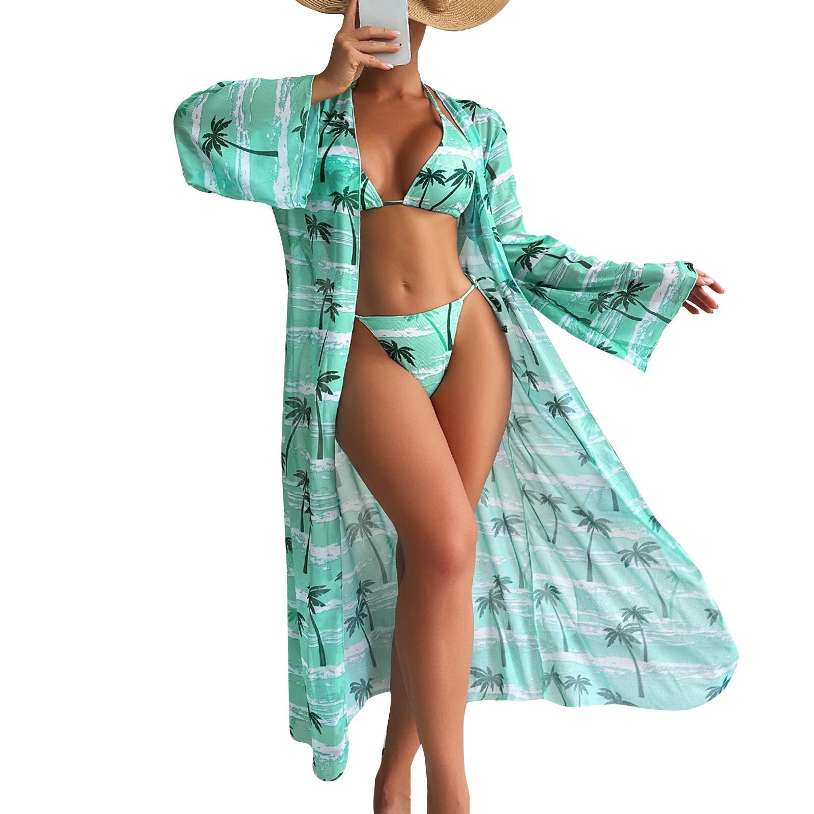 

Женский сексуальный купальник с разрезом и длинной юбкой (3 шт.) L