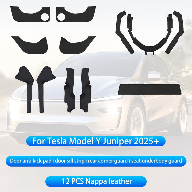 For Tesla Model Y Juniper 2025+ Center Console Two Side Panel Anti Kick Pad Protector Leather Sticker Foot Cover Car Accessories
