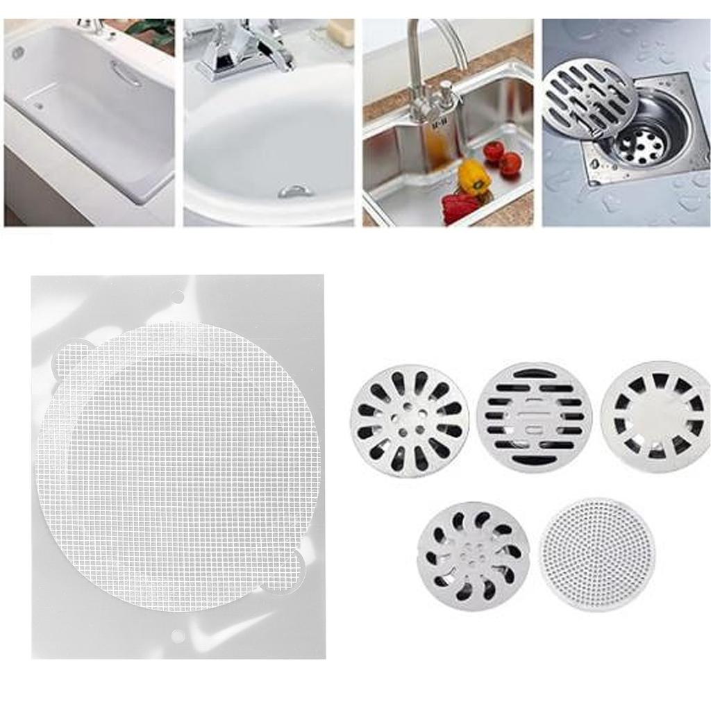 50 Pieces Shower Drain Covers Hair Catchers, Shower Drain Mesh Stickers Fiberglass Shower Drain Strainer Prevents Clogging Hair Traps