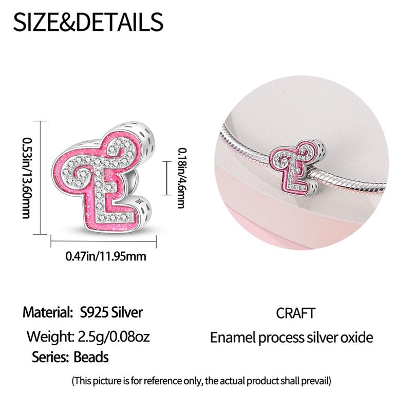 New In 26 Pink Pave A- Z Alphabet Beads Copper Love Letter Charm Fit Original 3Mm Charms Bracelet Bangle Fine Jewelry Gifts