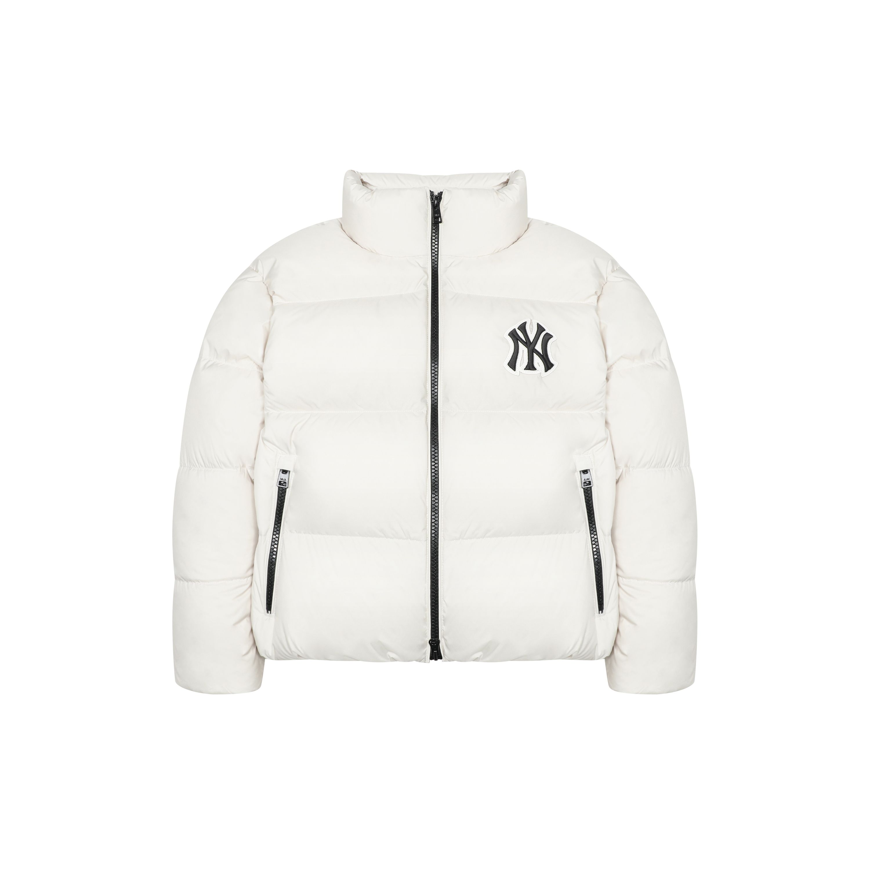 MLB New York Yankees Logo Stehkragen Reißverschluss Langarm Daunenjacke Kurze Version Unisex Jacke Weiß 3ADJM1026-50IVS XL white