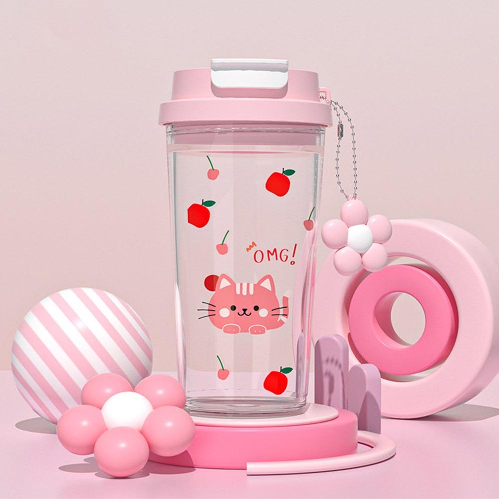 650ml Water Bottle Leak-proof Coffee Cup Cute Plastic Cups  Student