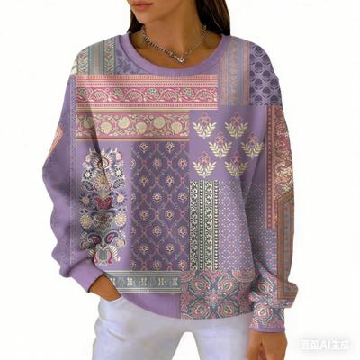 Fashion Women's T-shirt Casual Vintage Print Pullover Women Long Sleeve Clothing Outdoor Casual Tees Top