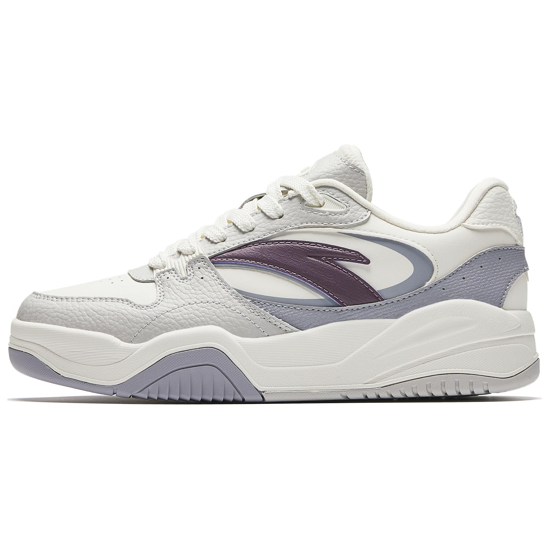 

Anta Wave Shoes Versatile Casual Height Increasing Wear Resistant Lightweight Non Slip Low Top Skate Shoes Women sneaker White Purple Gray 922518005-2 38