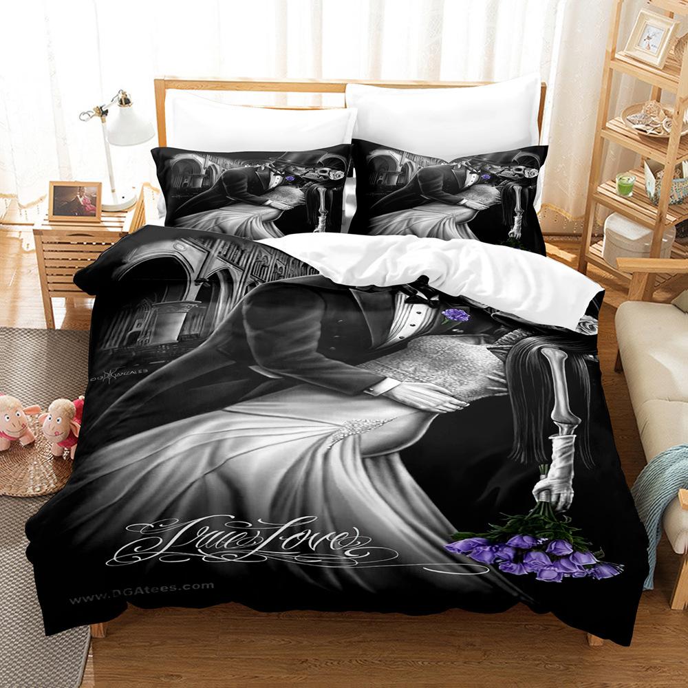 

3D пара череп голова серии постельного белья Хэллоуин ужас пододеяльник и наволочка 2/3 шт. AU/US/UK/DE полноразмерное украшение дома Baby 100x135cm