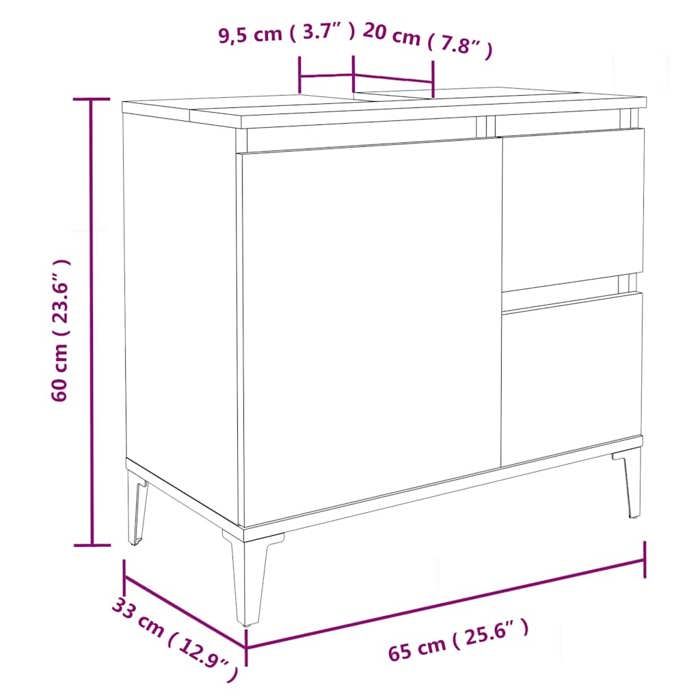 VidaXL Armoire de bain sonoma gris 65x33x60 cm bois d'ingénierie 819834