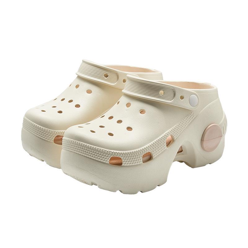 Height-increasing hole shoes 2025 summer women's thick-soled breathable two wear cool slippers and non-slip beach shoes