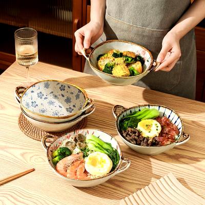 7,5palcová japonská miska na nudle pro domácnost Keramická polévková mísa s rukojetí Miska na salát na těstoviny Kuchyňské nádobí Nádobí do mikrovlnné trouby