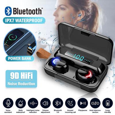 TWS Bluetooth 5.0 kulaklık 2200 mAh şarj kutusu kablosuz kulaklık 9D Stereo spor su geçirmez mikrofonlu kulaklık