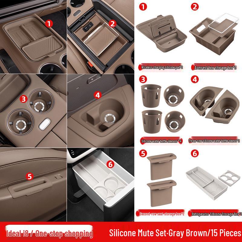 Ideal i6/i8 Second Row Seat Silicone Storage Box - Car Interior Decoration Accessories