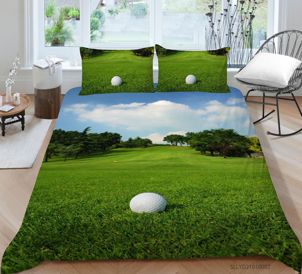 Golf Series Digital Printing Bedding Two Or Three-Piece Set Polyester Cocoa