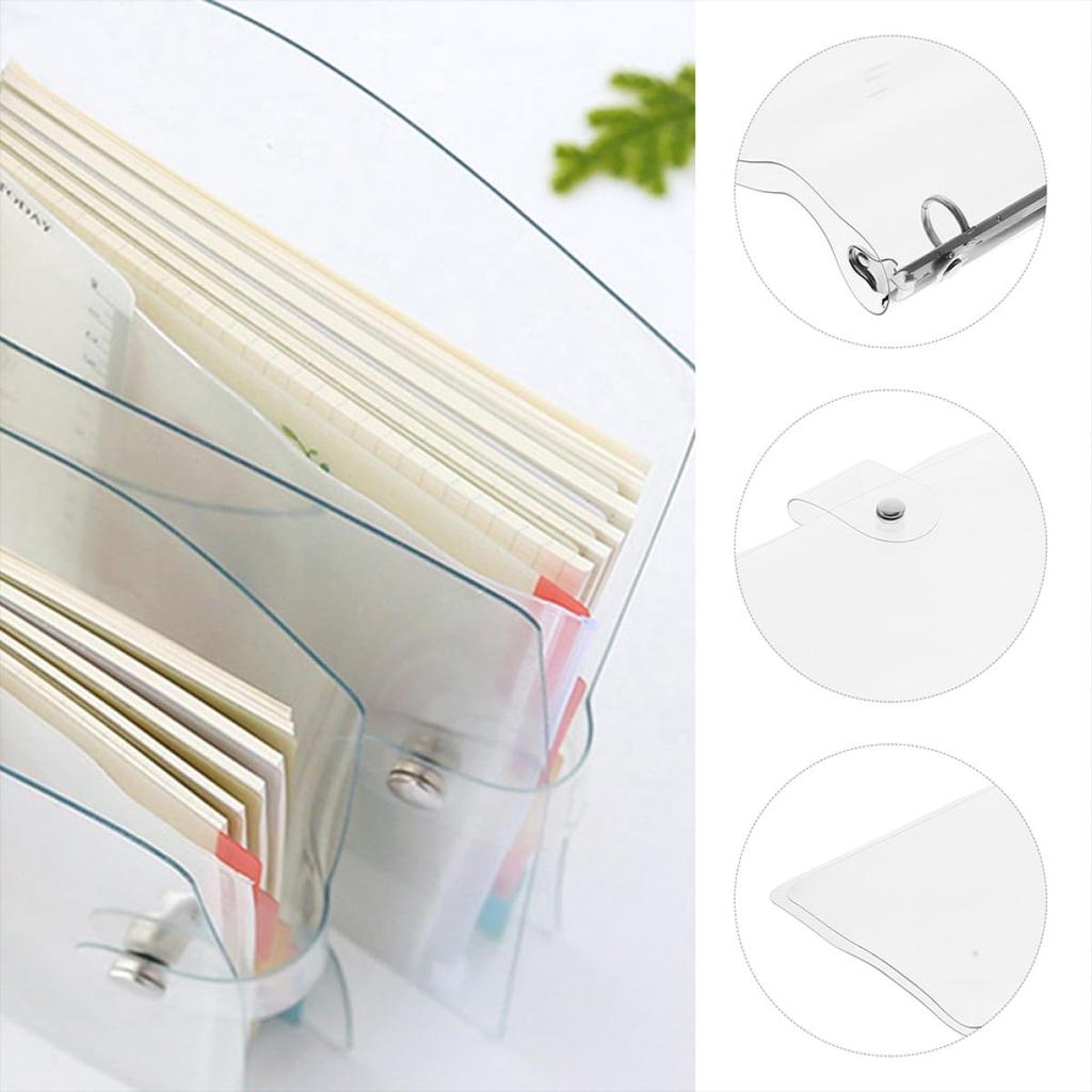 SEWACC Binder Notebook Set of Snap Button A4 Binder Pad Document Office Memo Daily Use Cover, 2, Transparent, Closure, Compatible, 4-Ring Cover,