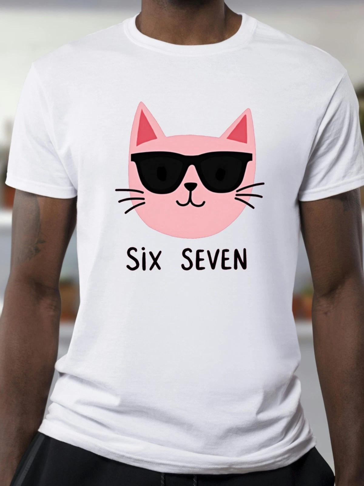 Funny Trendy Meme T-Shirt 67 six seven cat Unisex 4XL