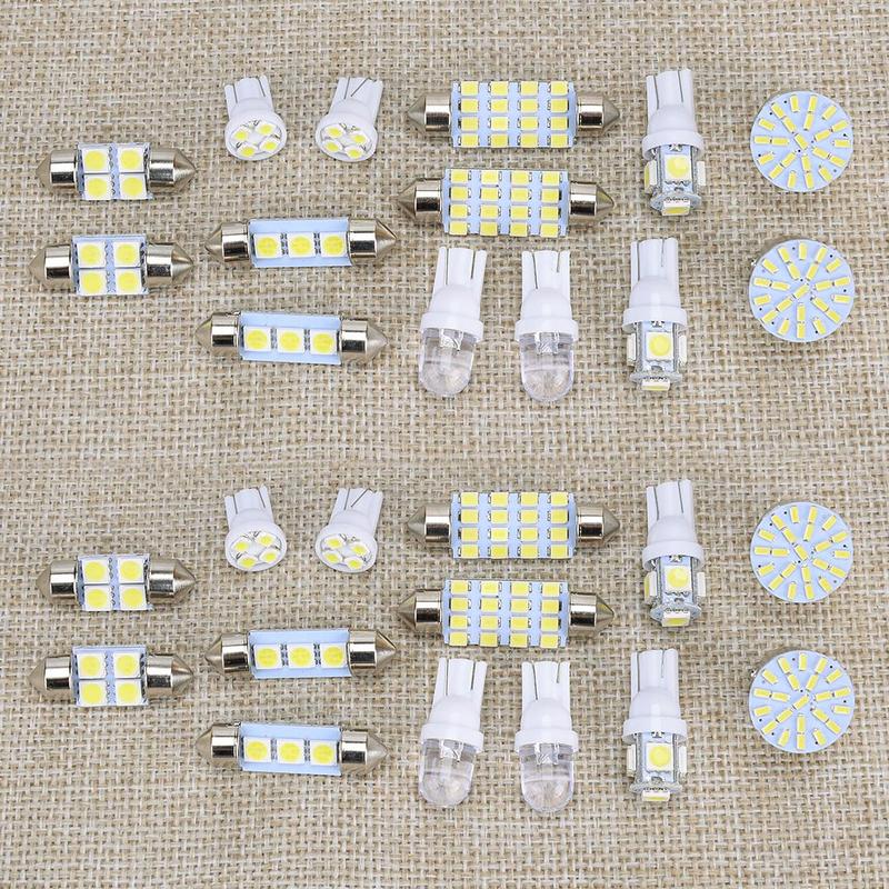 Universal 28Pcs Car Truck Interior Front Rear White LED Bulb Kit For Dome Map Door Glove Box License Plate Brake Lamp Light