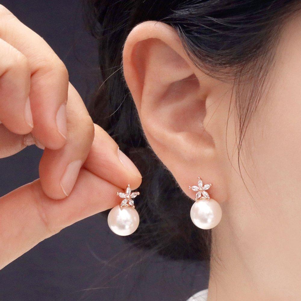 14K Gold Filled Pin Pentas Women's Daily Simple Pearl Earrings