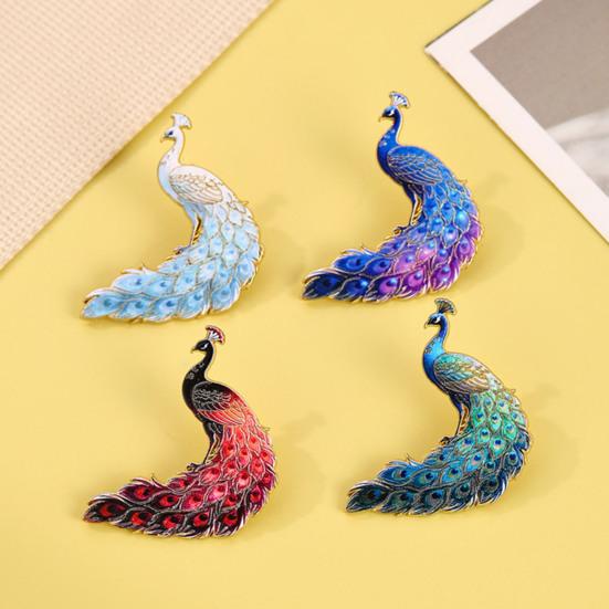 Brooch Pin Gradient Color UV Printing Peacock Shape Zinc Alloy Pin Suits Coats Sweaters Badge Versatile Accessories