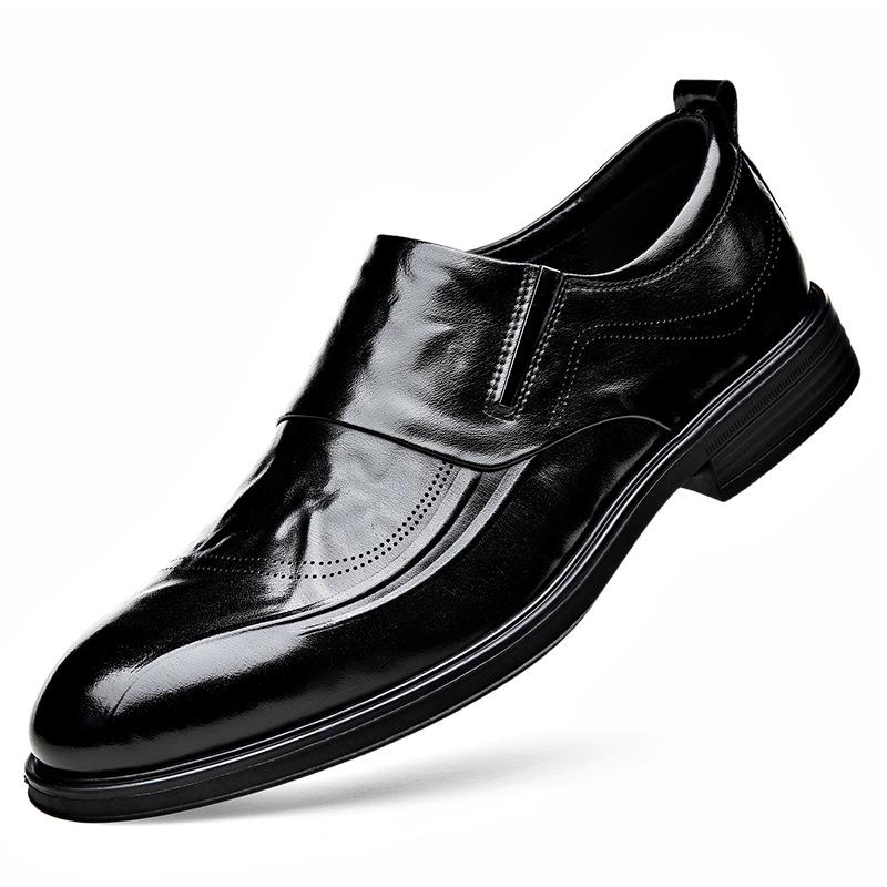 Casual pointed leather shoes men's business dress one pedal spring and summer British wedding groom derby shoes