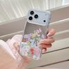 Fashion Floral Mirror Phone Case for iPhone 14 15 16 17 Pro Max Glitter Clear Soft TPU Shockproof Protective Cover For Girls
