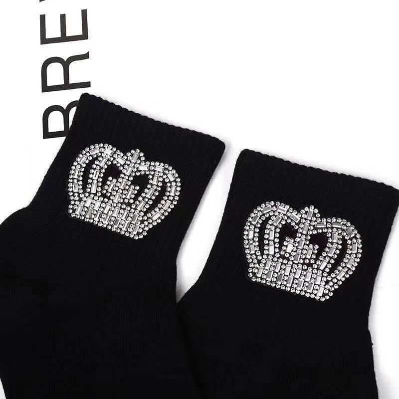New Rhinestone Decorative Socks, Fashionable Diamond Sparkling Socks, Cute Cartoon Animal Pattern Comfortable Low Cut Socks