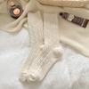 Cotton Knitting Women Socks Fashion Harajuku Retro Lady Girls Plush Thick Long Socks Autumn Winter Solid Color Casual Keep Warm