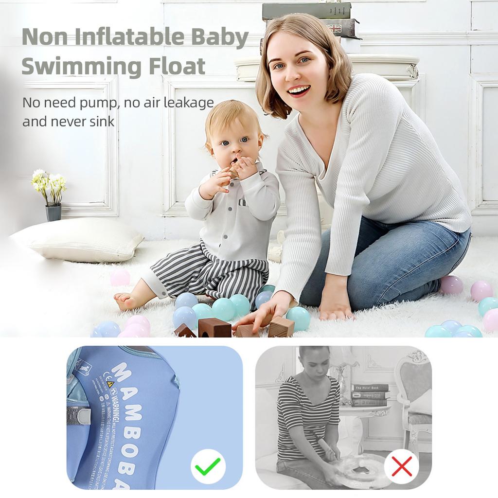 Mambobaby Baby Swim Float Non-inflatable Baby Swimming Float Ring Waterproof Kids Swim Trainer for