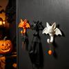 Functional Halloween Party Decor 2Pcs 3D Printed Bat Hanging Hooks Decorative Wall Hangers for Keys Easy Installation Hooks Towels Bags Adhesive