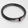 Sporty Style Geometric Stainless Steel Magnetic Clasps Genuine Leather Bracelet For Men Women Hand Jewelry Birthday Gift