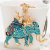 New Design 3D Enamel Elephant Crafts Key Holder Fashion Crystal Animal Bag Pendant Unique Jewelry Gift Bag Charm
