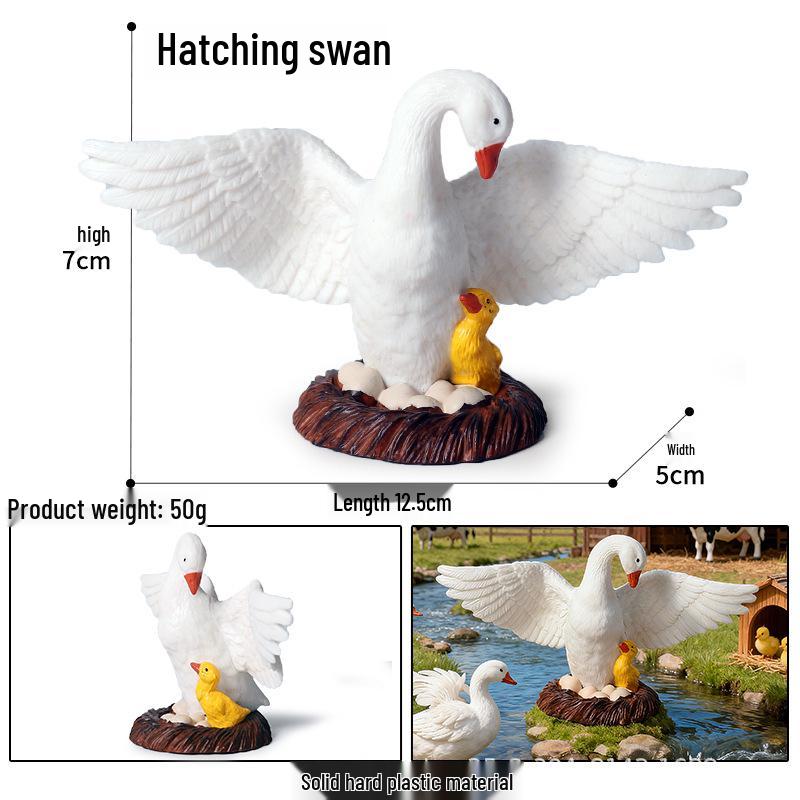 Realistic Farm Animal Models: Big Yellow Duck, Rooster, Turkey, Goose, and Swan