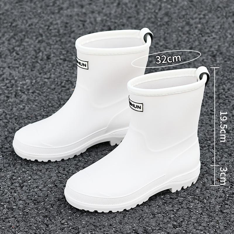 New short rain shoes women's rubber shoes wear non-slip water boots thick-soled water shoes velvet short rain boots