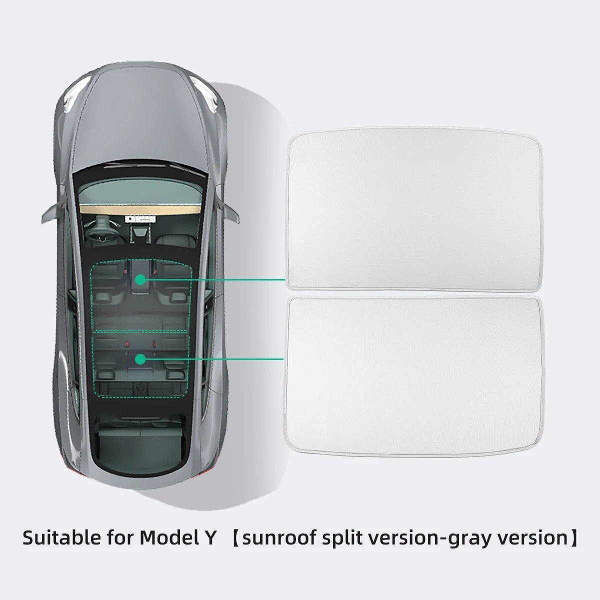 

LUCKEASY Для Tesla Model Y -2023 Автомобільна Внутрішня Сонцезахисна Сітка Розділена 2 Таблетки Захист від провисання Сонцезахисна Сітка для Світлового Люка Протектор MY-GA108LGRAY