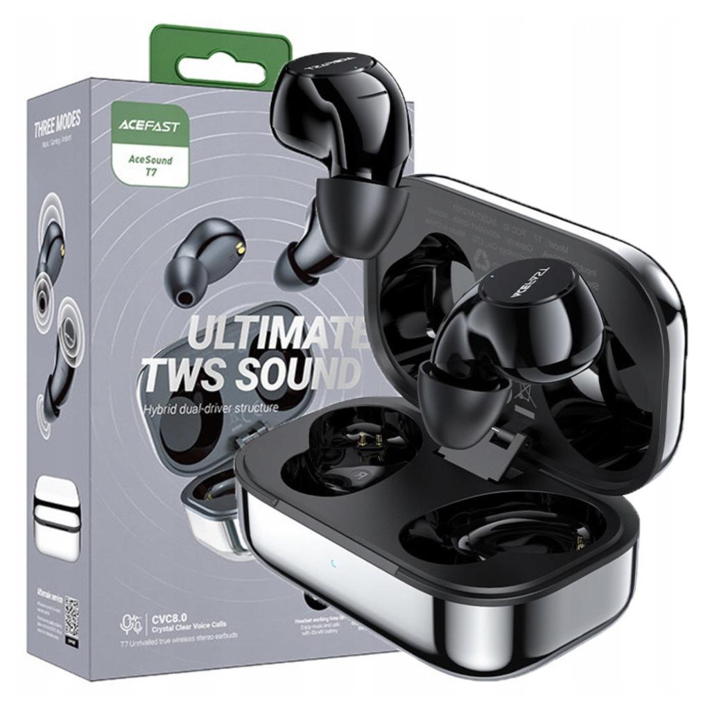 Acefast Gamingowe Dokanałowe Słuchawki Bezprzewodowe Tws Bluetooth 5.2, Cvc 8.0, Aptx, Sbc, Aac, Opóźnienie 65Ms Wodoodporne Ipx4 Srebrny (T7 Silver)