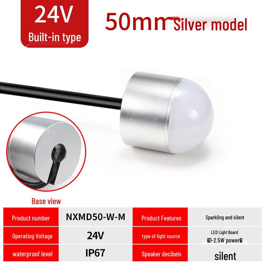 Waterproof LED Magnetic Hemisphere Signal Light: 3-Color, 12V/24V Indicator for Machines