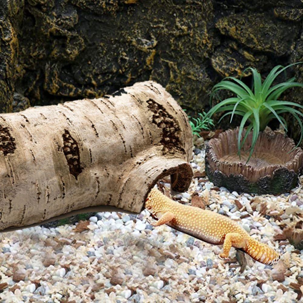 Creative Lifelike Hollow Lizard Hideout Caves Trunk Habitats Tortoise Hideout Small Reptile Caves