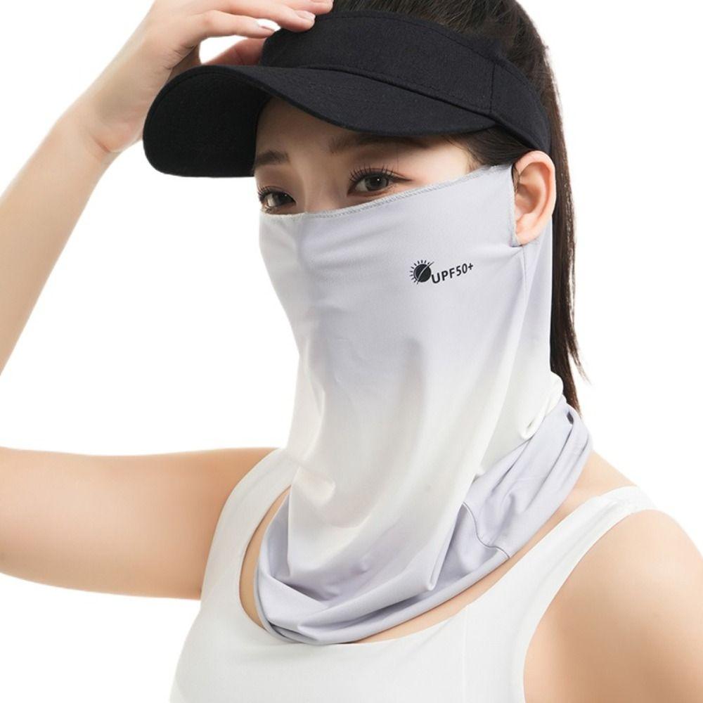Letter Sunscreen Face Veil Breathable Neckline Face Cover Thin Summer Ice Silk Face Mask  Driving