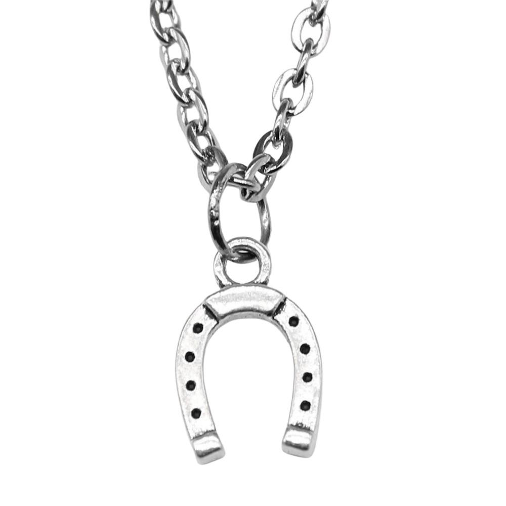 

Horseshoe Charm Necklace Animal Pendant For Horse Lovers Cowboy Western Jewelry 43cm Chain A16-1pcs-14x9mm