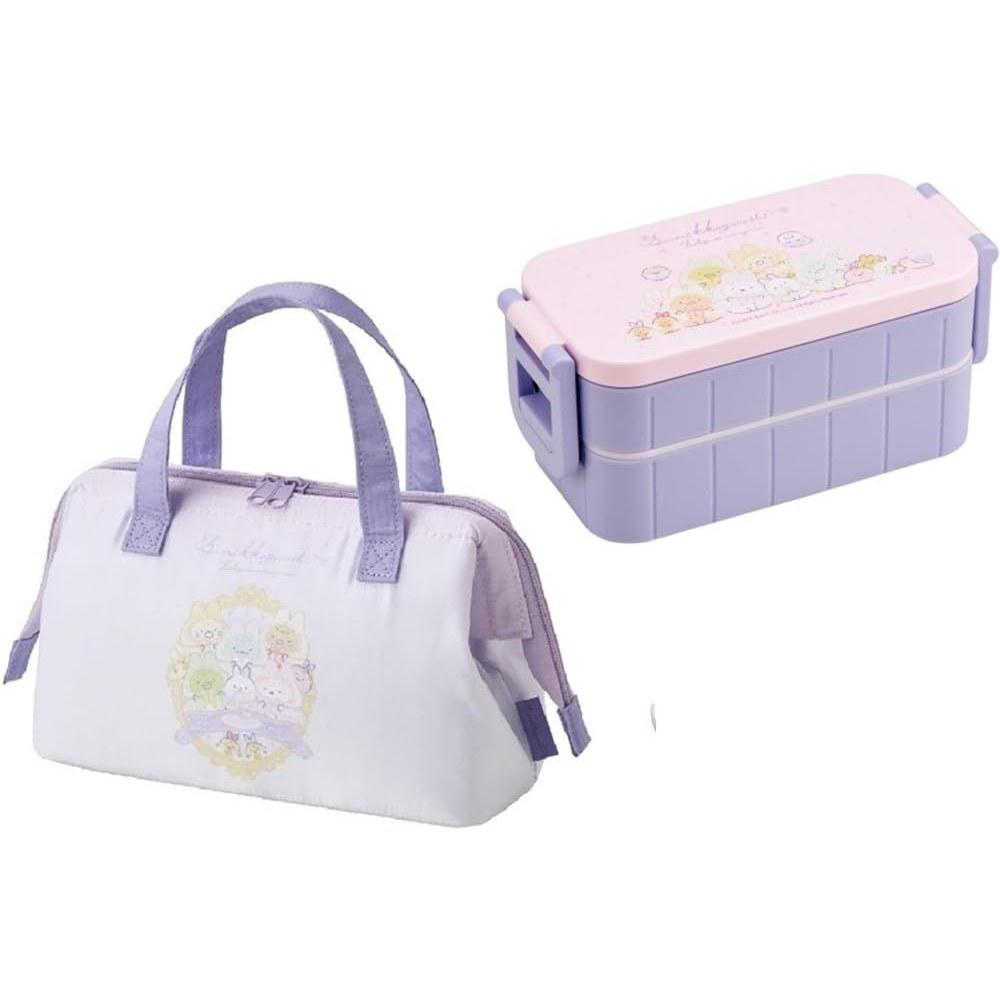 Skater Sumikkogurashi Rabbit Charm Antibacterial 2-Tier Lunch Box 600ml 2-Point Lock Chopsticks Insulated Bag Coin Purse Sumikko Character Tight Set